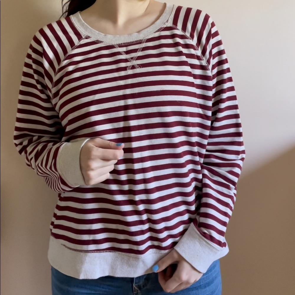 Red/White Strip Crewneck Sweater